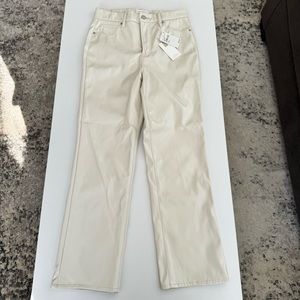 NWT Good American Better Than Leather Good Icon Bone Straight Leg High - Size 4